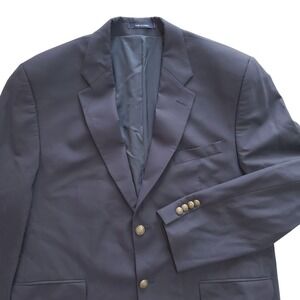 Ralph Ralph Lauren Mens Navy Blue 2-Button Gold Button Blazer Sport Coat 48L